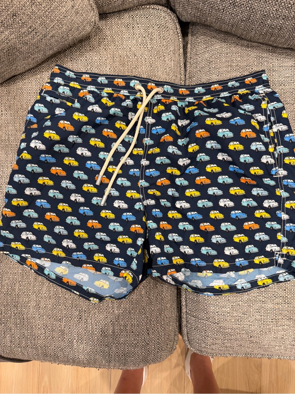 MC2 Saint Barth Navy Swim Shorts with Multicolor Car Print